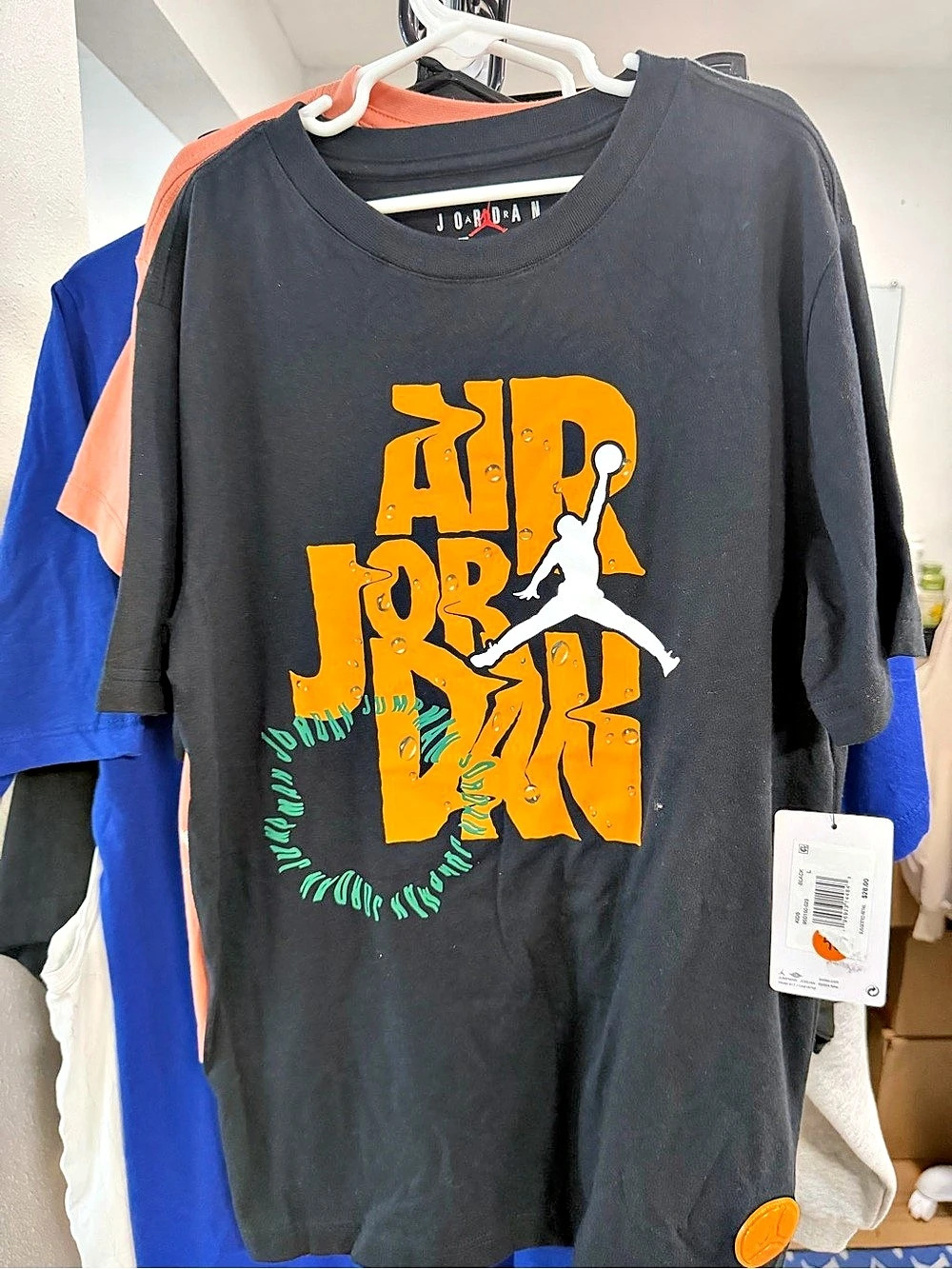 Jordan Super Splash Paint Spill Jumpman T-Shirt Black Boys Large